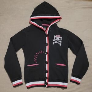 Criminal Damage Y2K Vintage Button Up Hoodie with Pockets Size Large